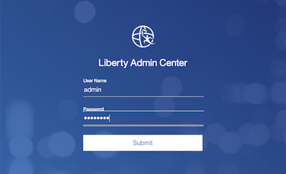 The Admin Center login screen