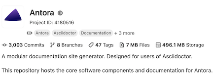screen capture of the Antora repository